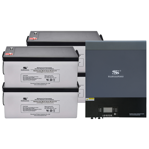 Kit 8kW Inverter + 4x 12V 270AH Batterie au Gel : Énergies Renouvelables, Haute Efficacité, Stockage Durable. Idéal pour Panneaux Solaire, Maison Autonome, ou Système Off-Grid | Snstone Power FR