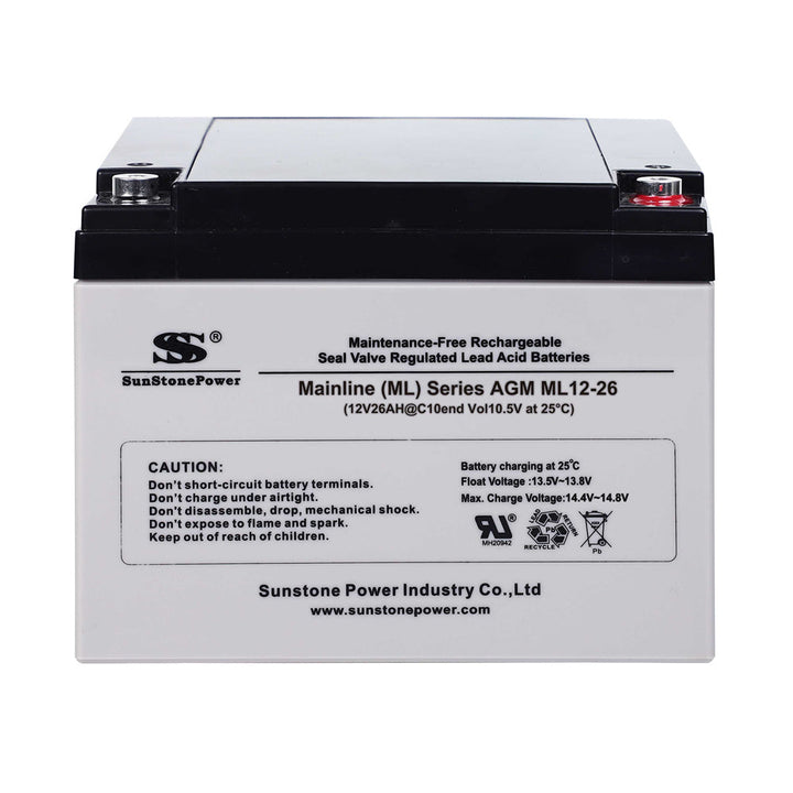 12V 26Ah batterie AGM rechargeable accumulateur d'énergie pour onduleur solaire | Sunstone Power