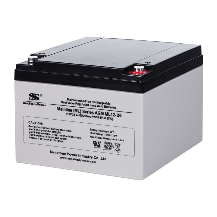12V 26Ah Batterie AGM rechargeable Stockage d'énergie pour onduleur PV | Sunstone Power