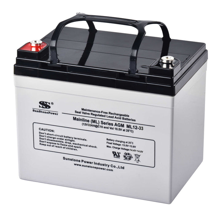 12V 33Ah Batteries au plomb rechargeables UPS VRLA AGM Accumulateur | Sunstone Power