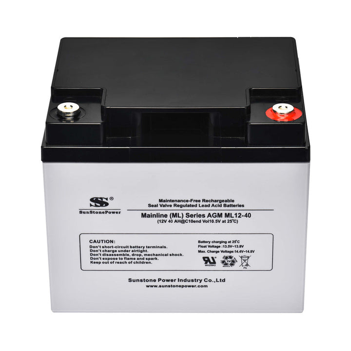 Batterie AGM 12V 40Ah Batterie de rechange ASI rechargeable pour stockage d'énergie solaire | Sunstone Power