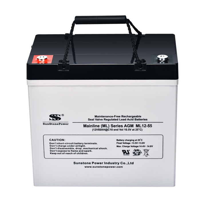 12V 55Ah batterie AGM sans entretien VRLA accumulateur d'énergie pour système solaire dans le jardin | Sunstone Power