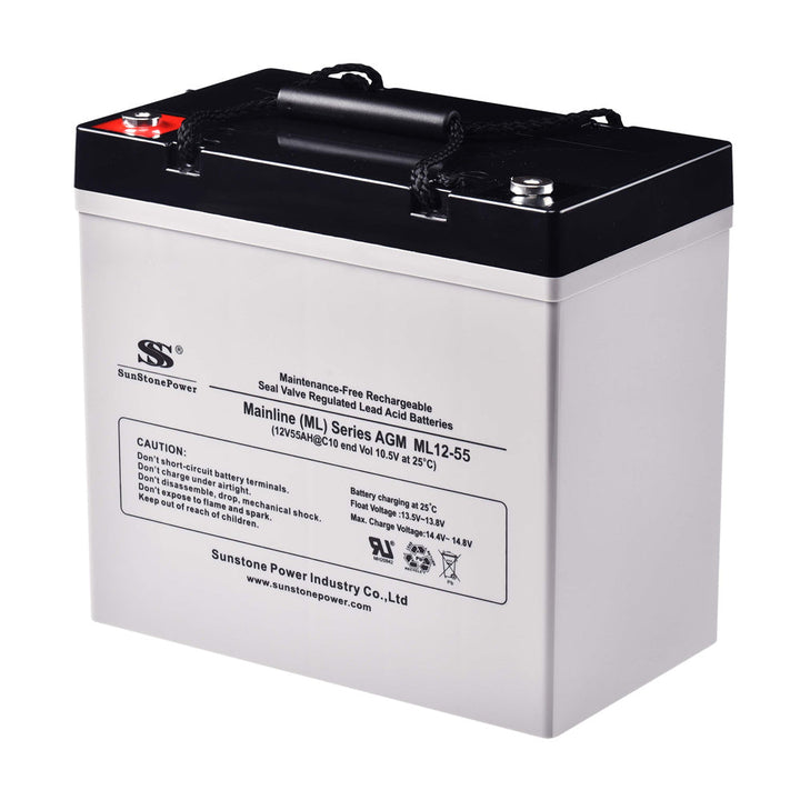 12V 55Ah batterie AGM sans entretien VRLA accumulateur d'énergie pour système solaire dans le jardin | Sunstone Power