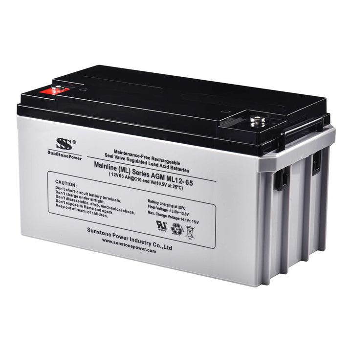 Batterie au plomb 12V 65Ah AGM pour éclairage de secours de l'onduleur solaire | Sunstone Power