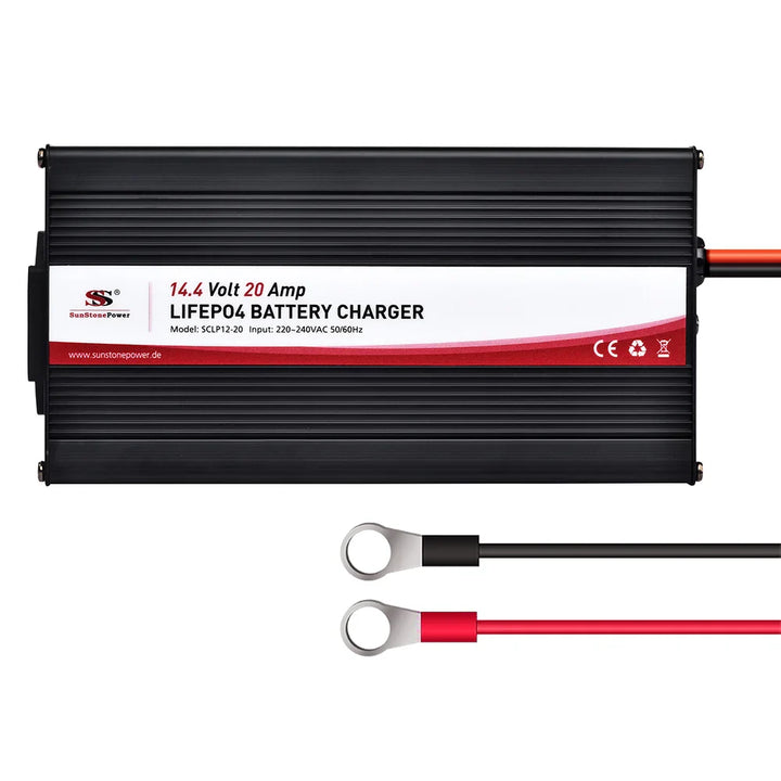 12V Smart vollautomatische KFZ Batterieladegerät 20A für Auto LKW Motorrad Rasenmäher Boot Marine Batterien | Sunstone Power
