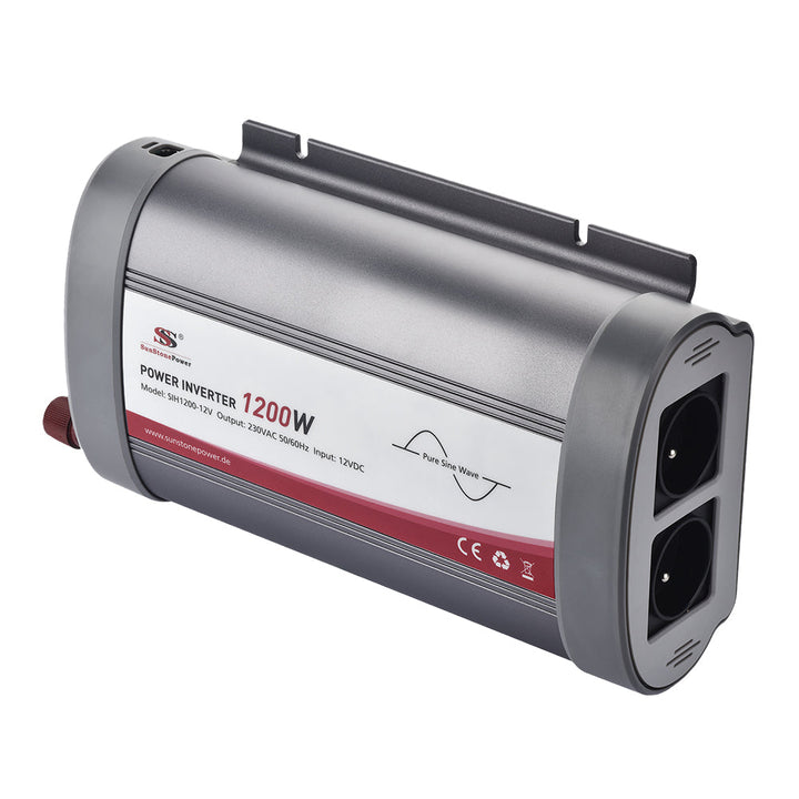 Convertisseur de tension 12V à 230V 1200W avec prise type-C & USB pour voiture, caravane, camping, chargement de téléphones portables, ordinateurs portables | Sunstone Power