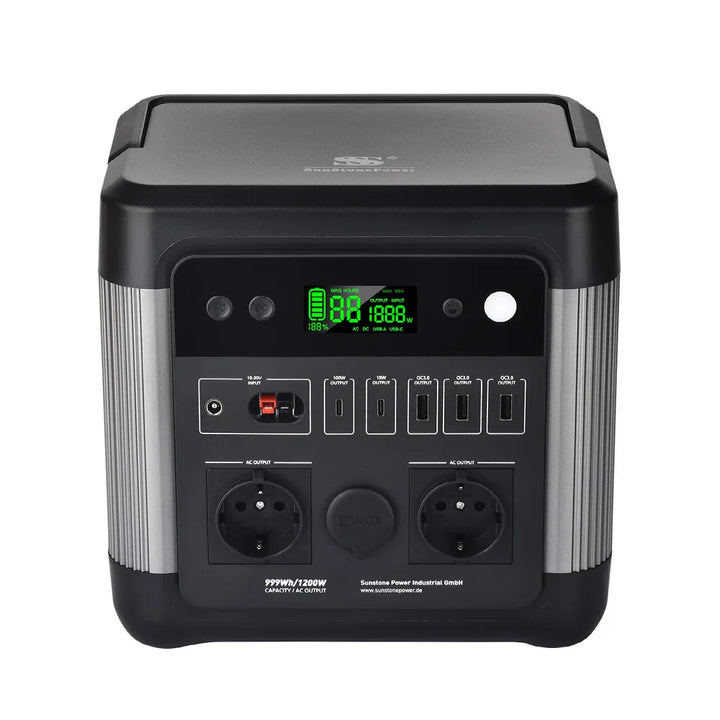 999Wh 1200W Hochleistungsbatterie Solargenerator, Batterie Mobiler Stromspeicher, Tragbare Powerstation | Sunstone Power