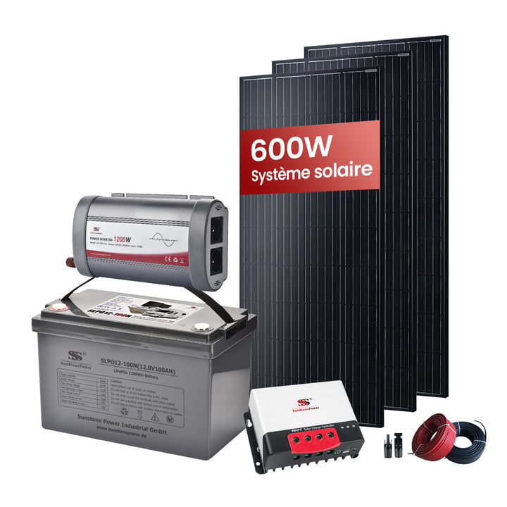 600W Système PV 1,28kWh batterie LiFePO4 avec onduleur | Sunstone Power