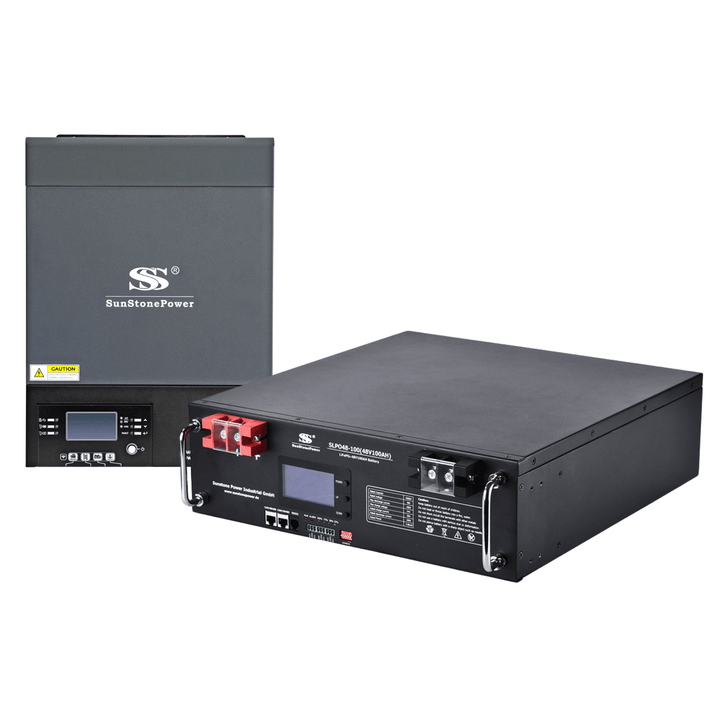 Onduleur Photovoltaïque 6000W 48V Pure Sinus + Batterie Lithium 48V 100AH | Charge Rapide MPPT, Installation Facile | Pour Maison, Autoconsommation & Secours Urgence | Sunstone Power FR