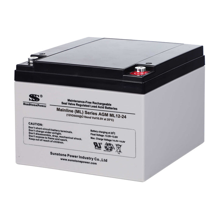 Batterie AGM 12V 24Ah sans entretien à courant élevé pour l'alimentation de secours du système d'alarme | Sunstone Power