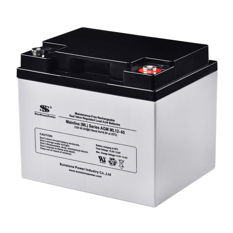 12V 40Ah AGM Batteries rechargeables UPS de rechange Stockage solaire | Sunstone Power