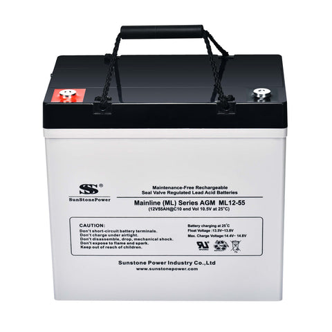 12V 55Ah batterie AGM sans entretien VRLA accumulateur d'énergie pour système solaire dans le jardin | Sunstone Power