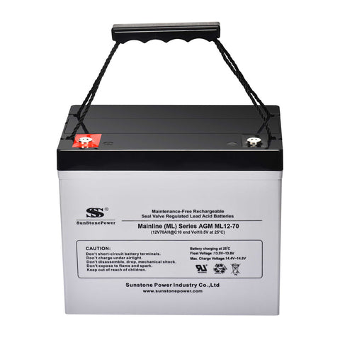 12V 70AH AGM batteries au plomb résistant au cyclage batteries ASI PV stockage d'énergie | Sunstone Power ML-série