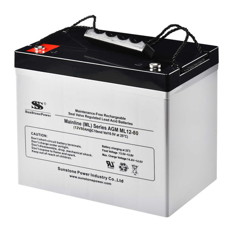 12V 80Ah batterie au plomb AGM sans entretien Batterie de rechange ASI longue durée | Sunstone Power