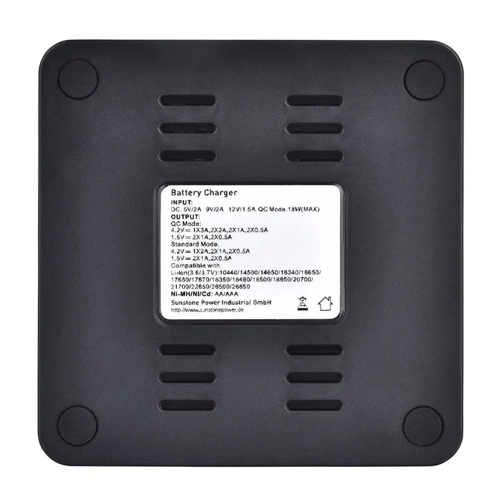 Chargeur double pour batterie lithium 18650 21700 26650 AA / AAA NI-MH NI-CD | Sunstone Power