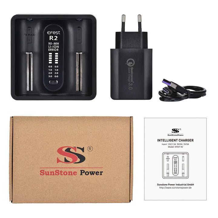 Chargeur pour 2 batteries Li-ion, professionnel, rapide | Sunstone Power