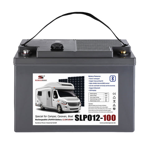 12V 100AH Batterie Lithium LiFePO4 Batterie de stockage avec USB Bluetooth pour bateau solaire | Sunstone Power