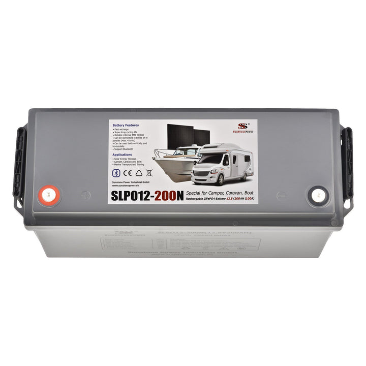 12V 200AH Batterie LiFePO4 2,56kWh Stockage d'énergie avec BlueTooth 6,000 cycles pour camping-cars solaires | Sunstone Power