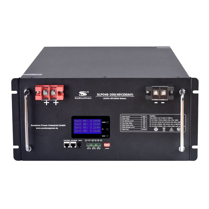 Batterie LiFePO4 48V 200AH 9,6kWh Stockage d'énergie avec BMS LCD pour installation solaire domestique ACHETER | Sunstone Power